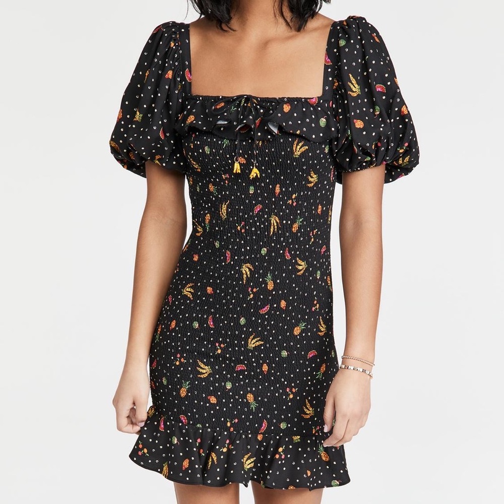 Farm Rio tiny fruits smocked mini dress size medium